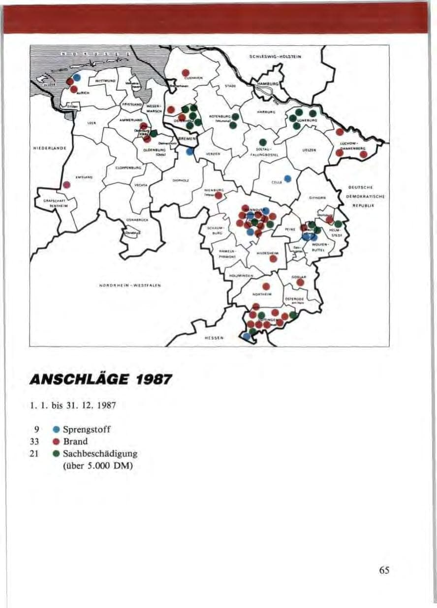 Seite 67 des Verfassungsschutzbericht 1987 Niedersachsen