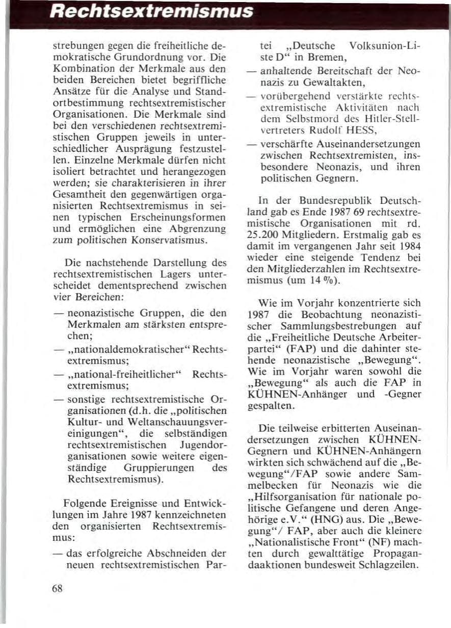 Seite 70 des Verfassungsschutzbericht 1987 Niedersachsen