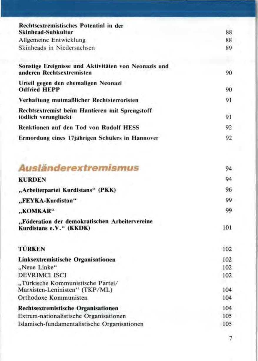 Seite 9 des Verfassungsschutzbericht 1987 Niedersachsen