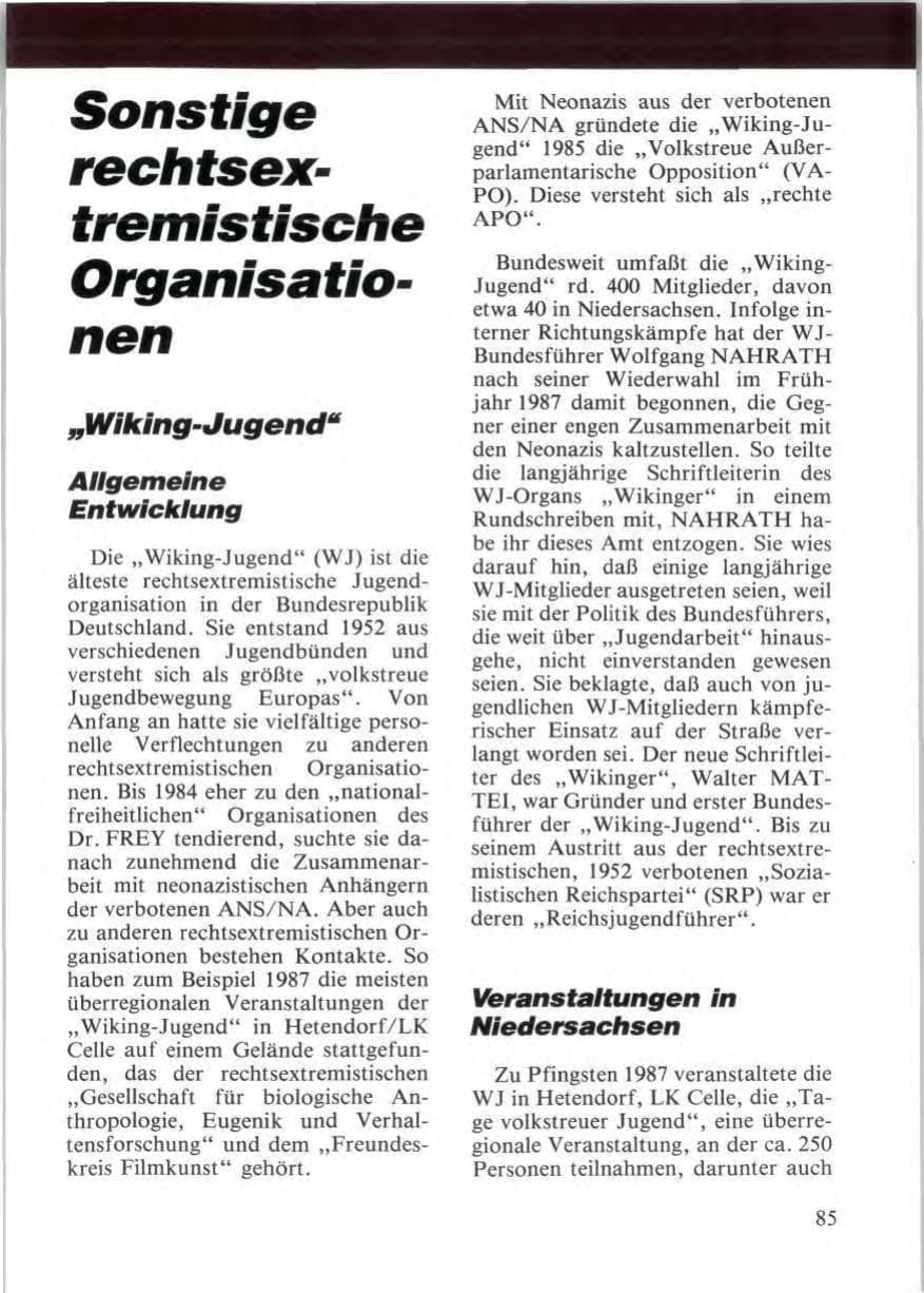 Seite 87 des Verfassungsschutzbericht 1987 Niedersachsen