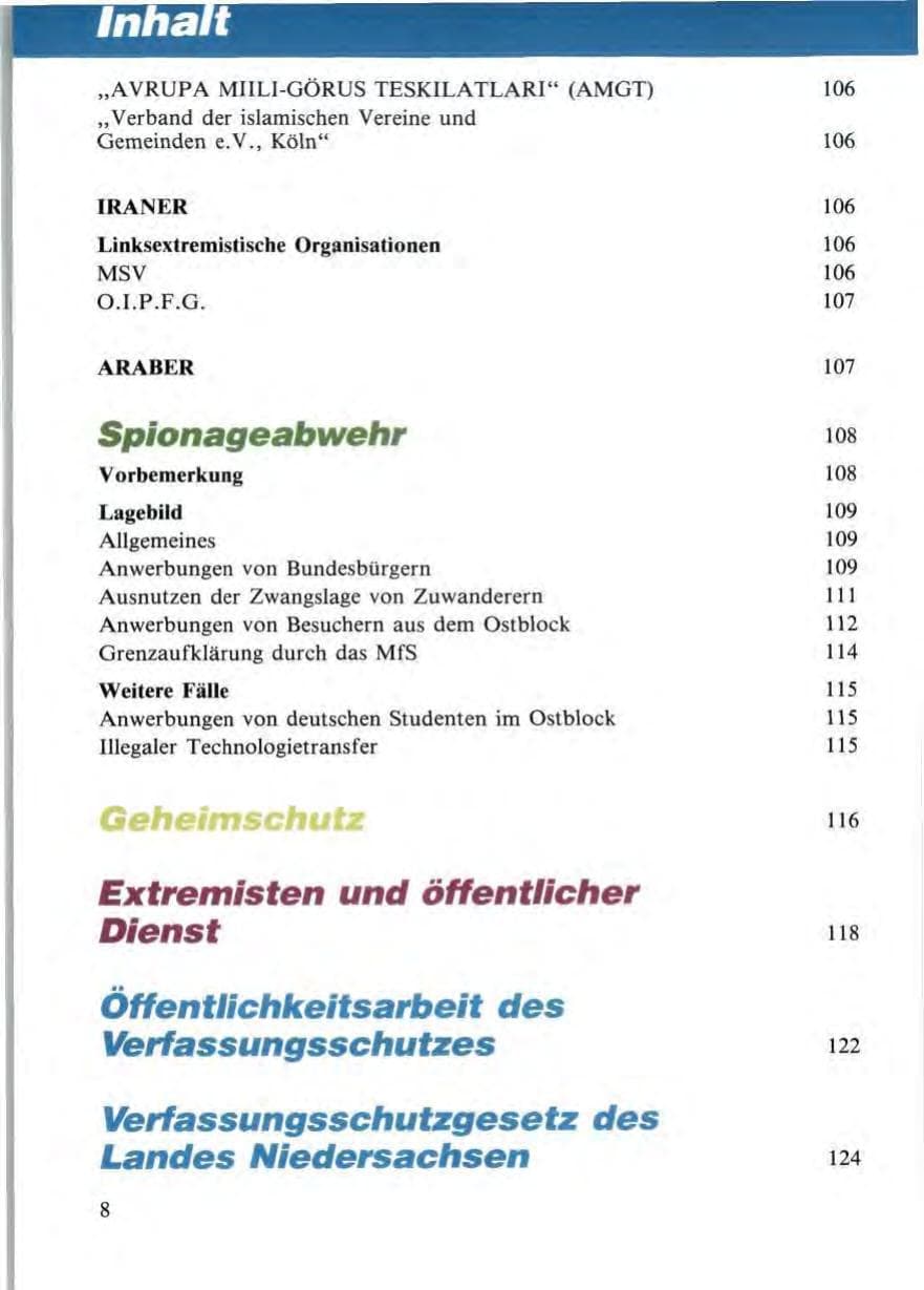 Seite 10 des Verfassungsschutzbericht 1987 Niedersachsen