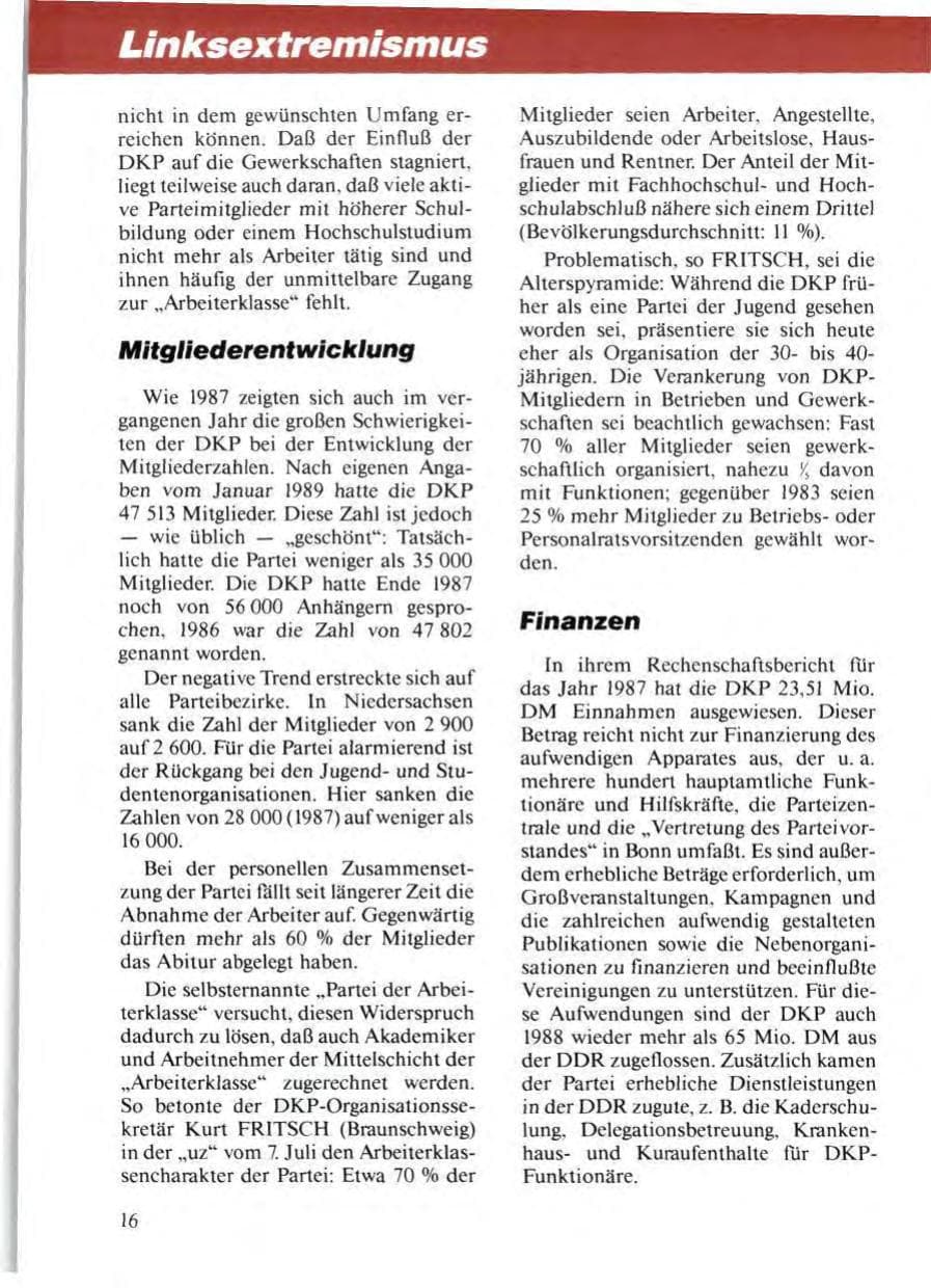 Seite 18 des Verfassungsschutzbericht 1988 Niedersachsen