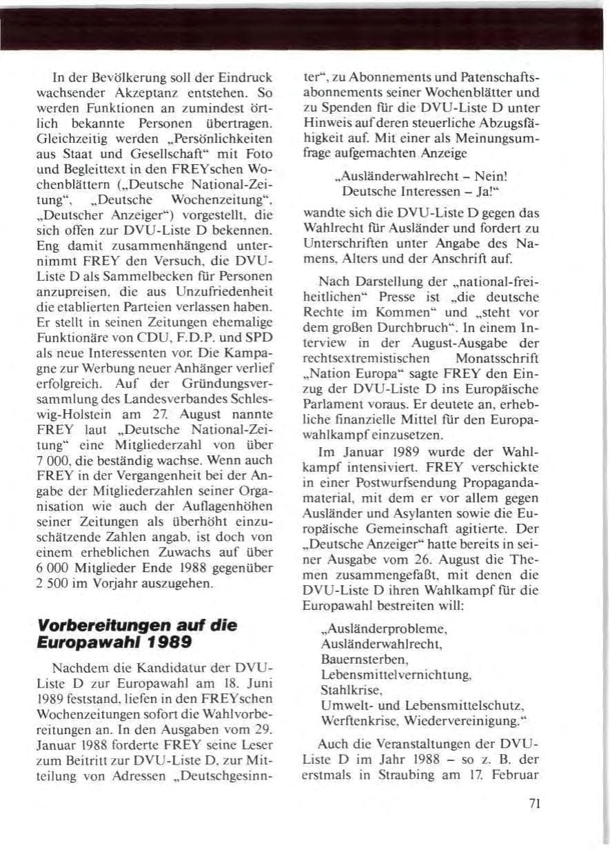 Seite 73 des Verfassungsschutzbericht 1988 Niedersachsen
