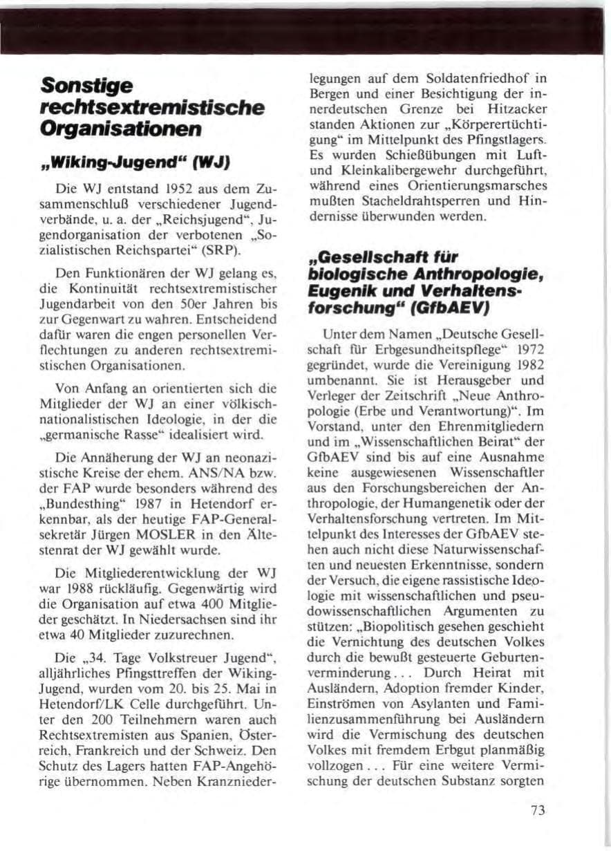 Seite 75 des Verfassungsschutzbericht 1988 Niedersachsen