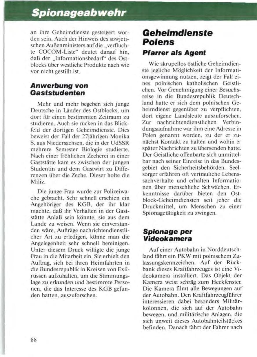 Seite 90 des Verfassungsschutzbericht 1988 Niedersachsen