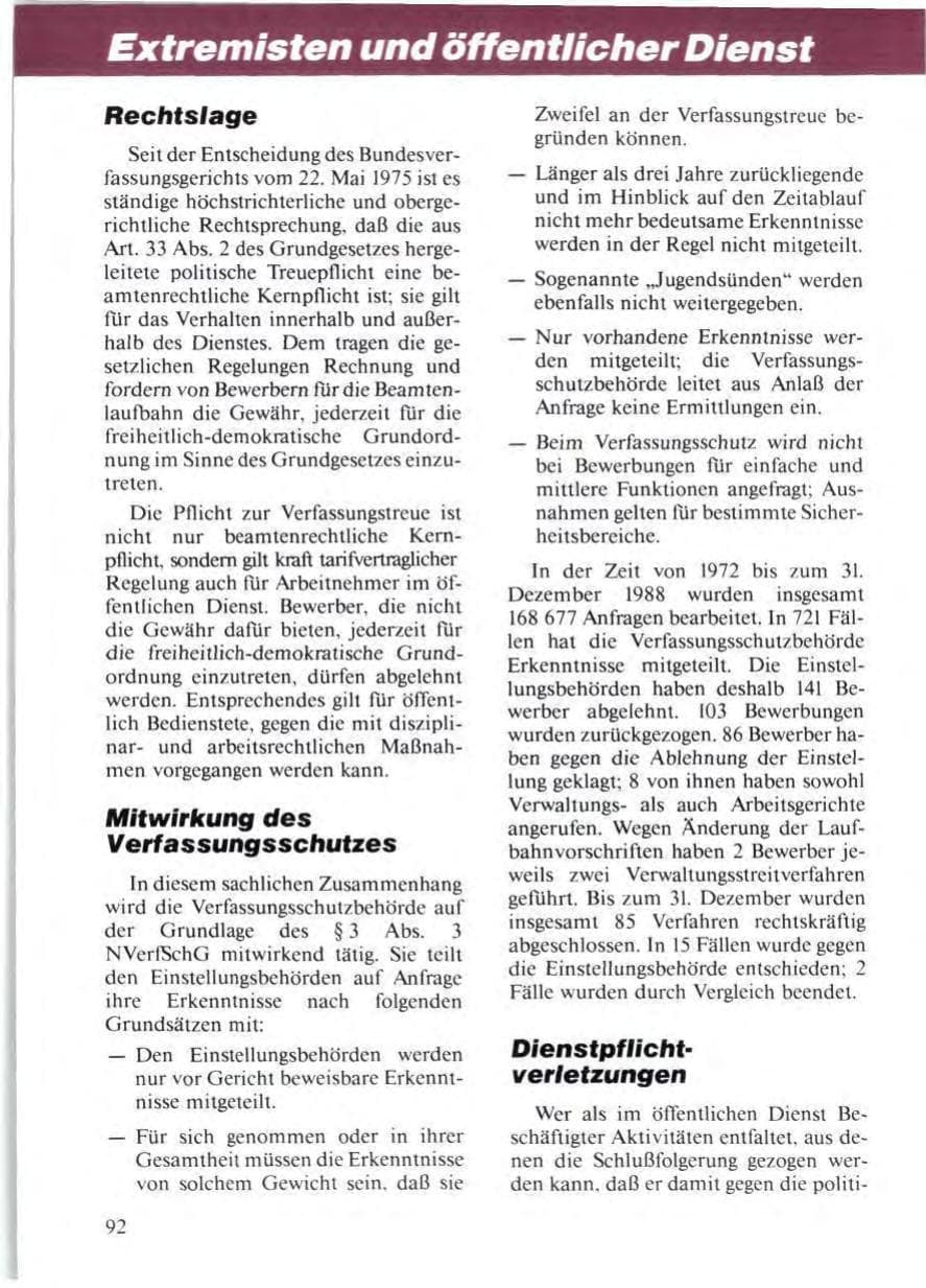 Seite 94 des Verfassungsschutzbericht 1988 Niedersachsen