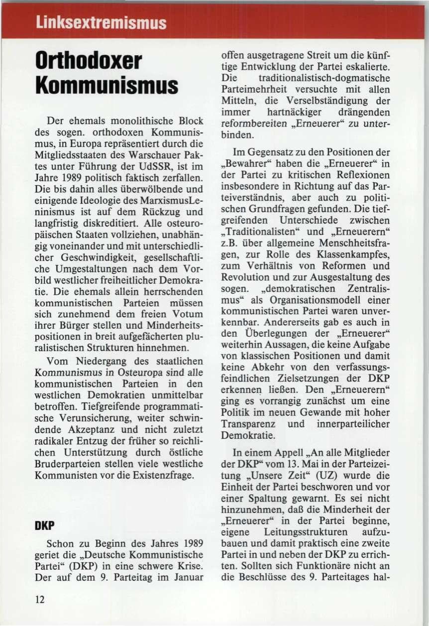 Seite 12 des Verfassungsschutzbericht 1989 Niedersachsen