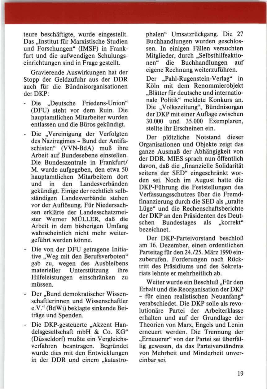 Seite 19 des Verfassungsschutzbericht 1989 Niedersachsen