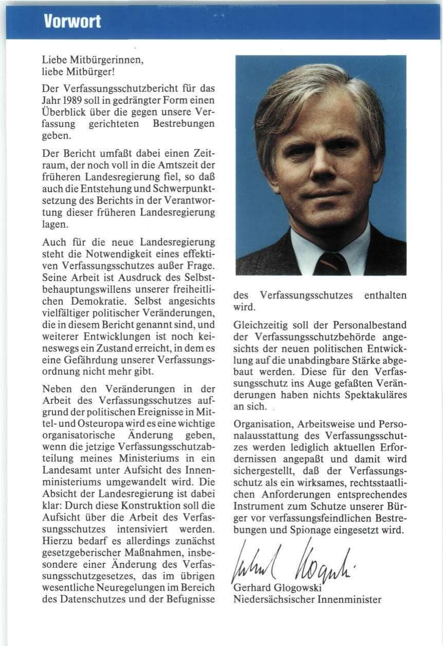Seite 3 des Verfassungsschutzbericht 1989 Niedersachsen