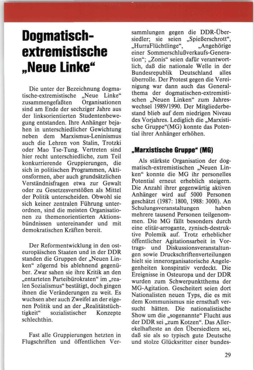 Seite 29 des Verfassungsschutzbericht 1989 Niedersachsen