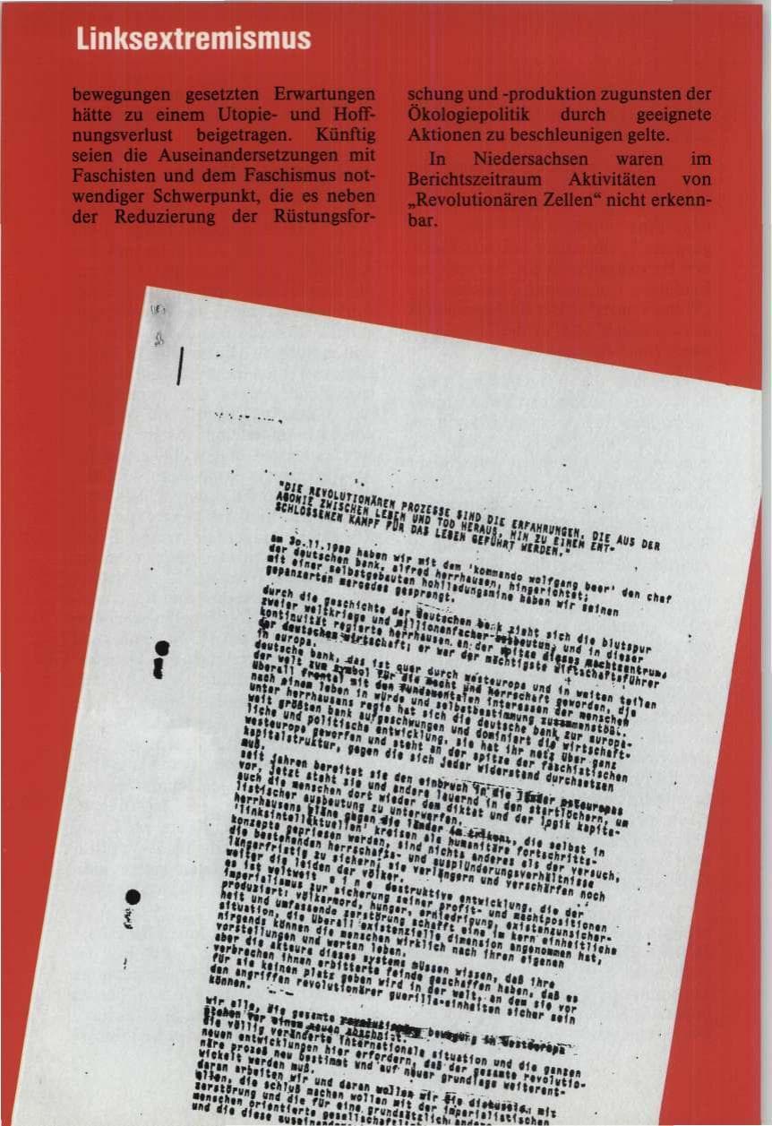 Seite 46 des Verfassungsschutzbericht 1989 Niedersachsen