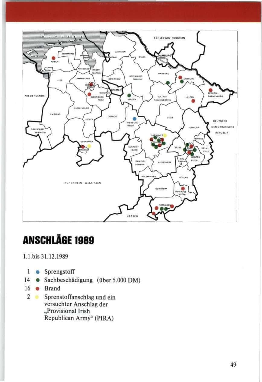 Seite 49 des Verfassungsschutzbericht 1989 Niedersachsen
