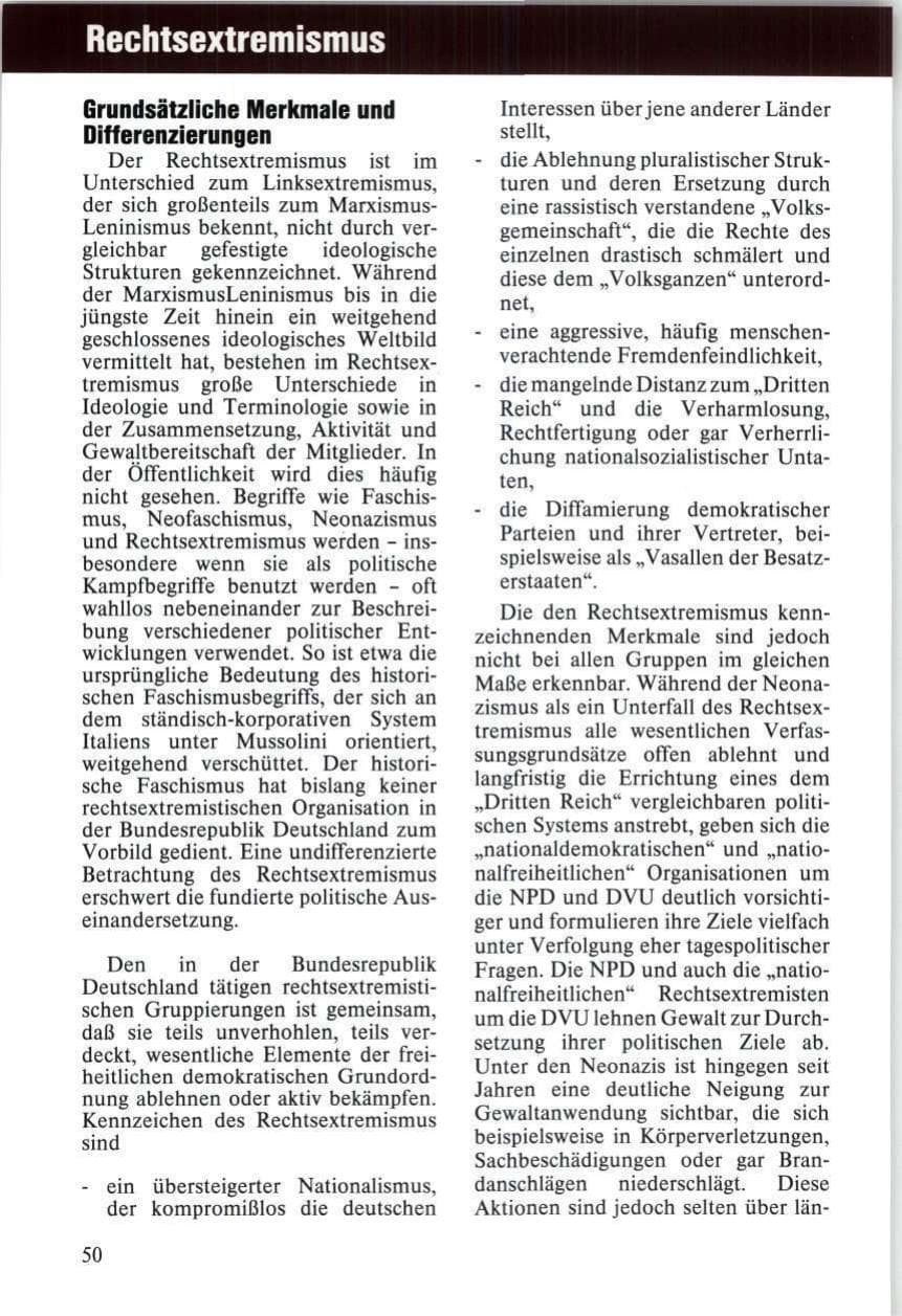 Seite 50 des Verfassungsschutzbericht 1989 Niedersachsen