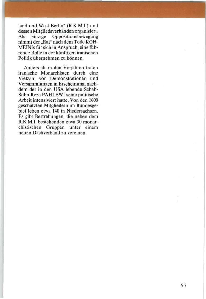 Seite 95 des Verfassungsschutzbericht 1989 Niedersachsen