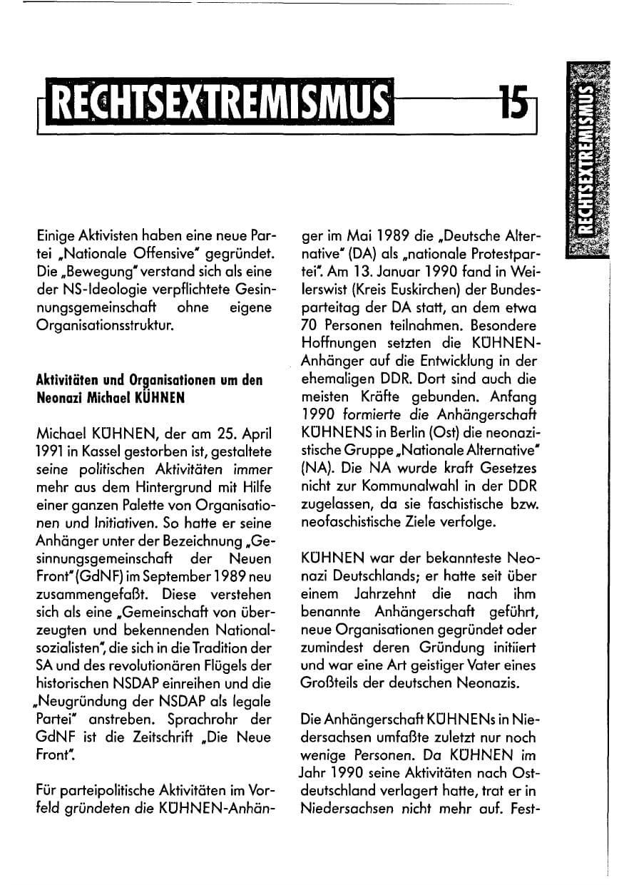 Seite 15 des Verfassungsschutzbericht 1990 Niedersachsen