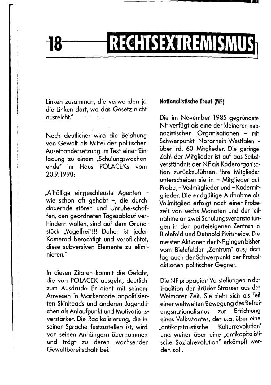 Seite 18 des Verfassungsschutzbericht 1990 Niedersachsen