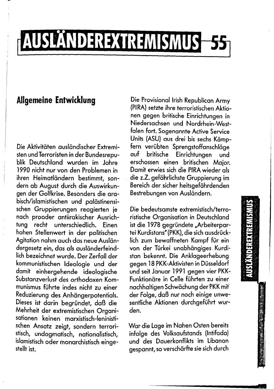Seite 55 des Verfassungsschutzbericht 1990 Niedersachsen