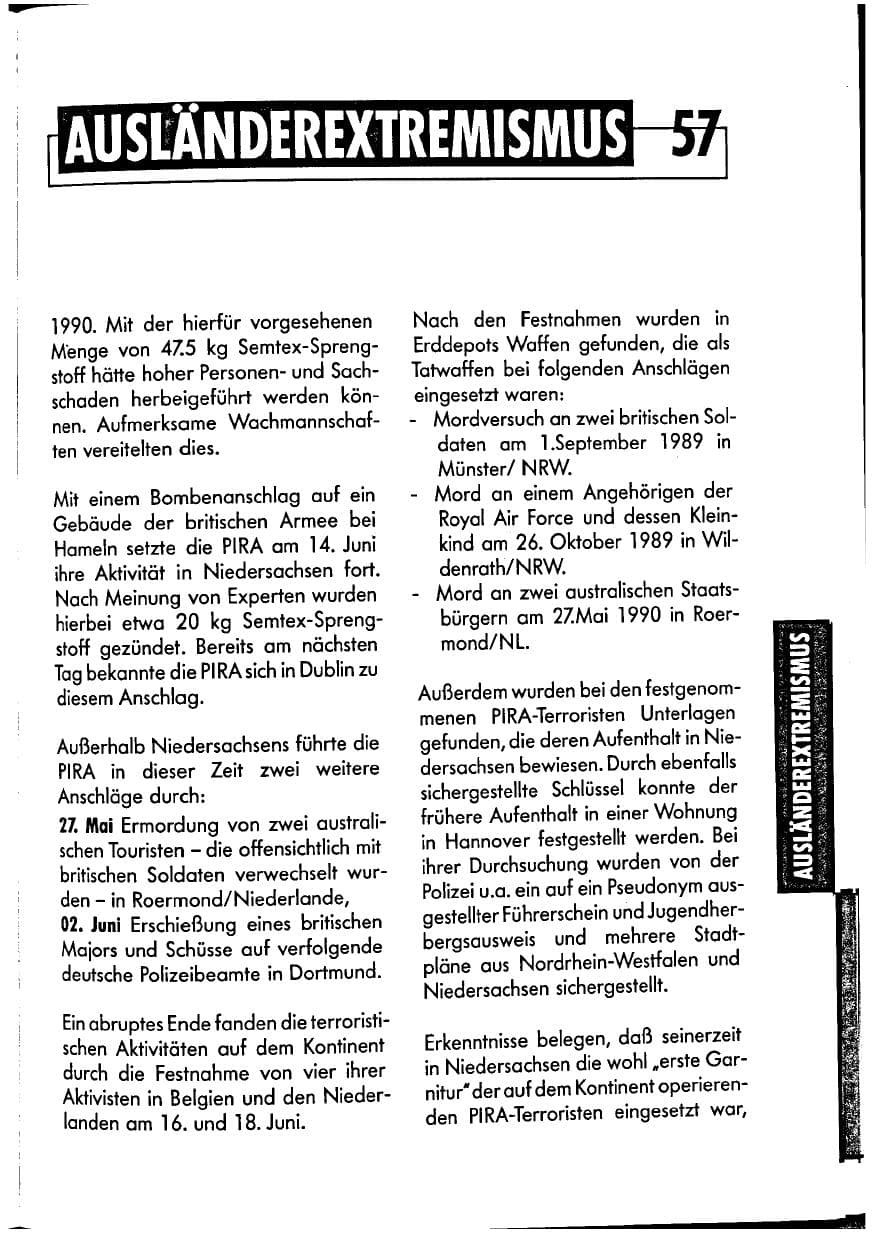 Seite 57 des Verfassungsschutzbericht 1990 Niedersachsen