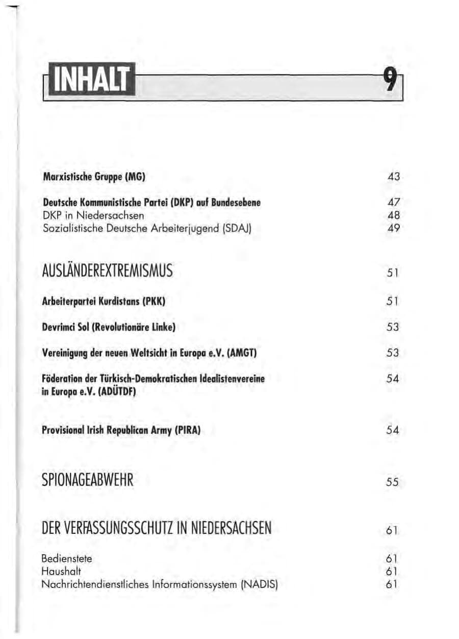 Seite 11 des Verfassungsschutzbericht 1991 Niedersachsen