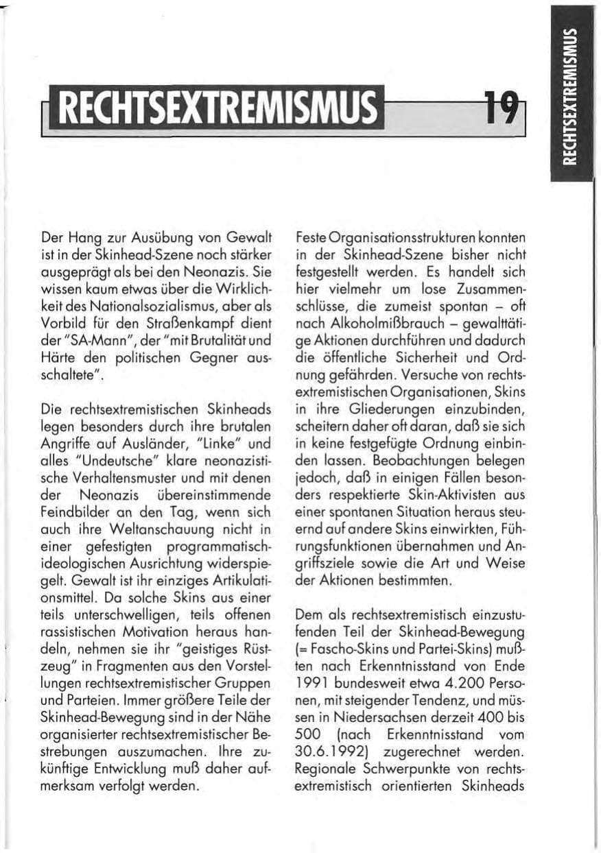 Seite 21 des Verfassungsschutzbericht 1991 Niedersachsen