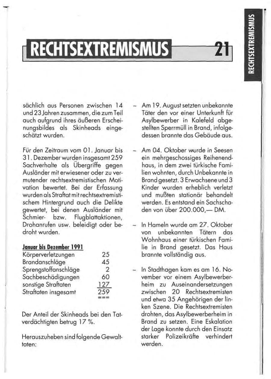 Seite 23 des Verfassungsschutzbericht 1991 Niedersachsen