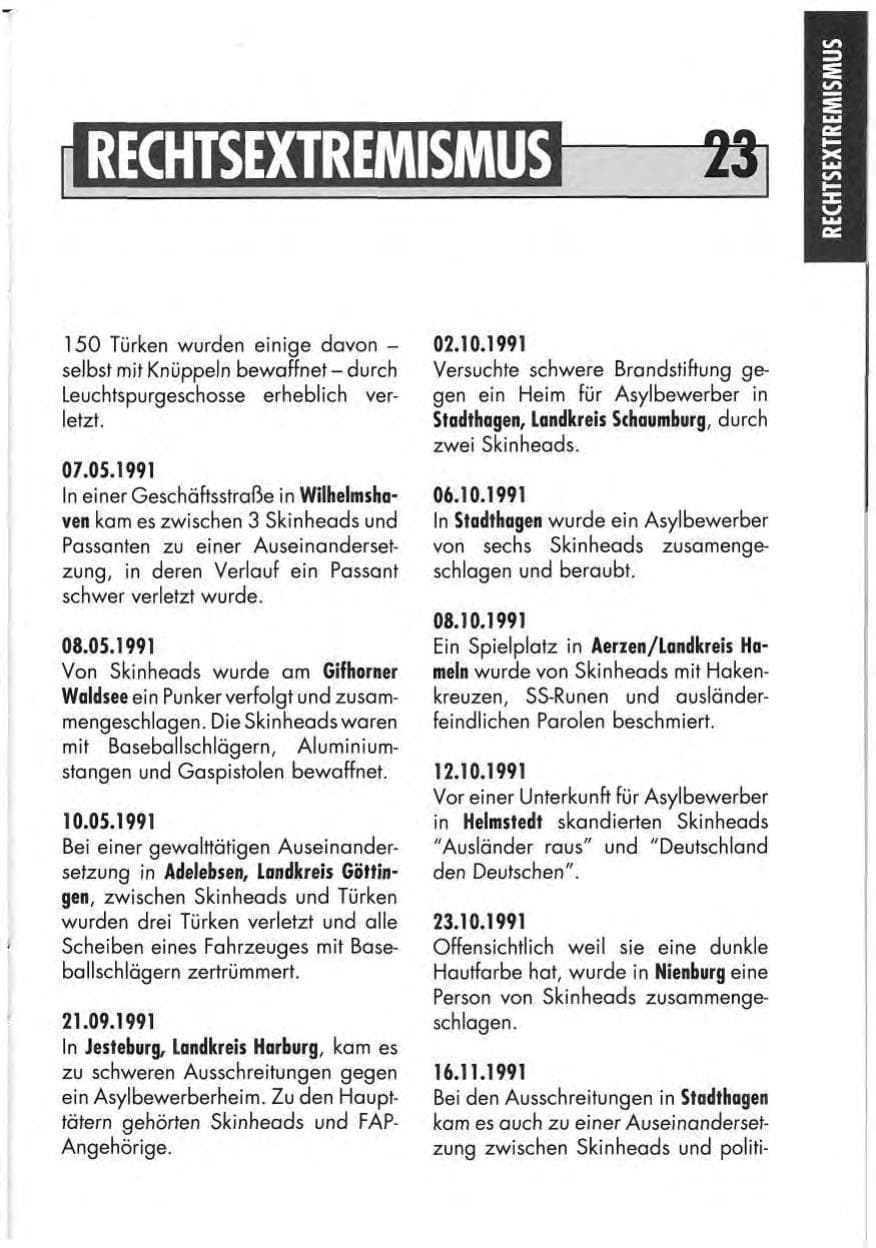 Seite 25 des Verfassungsschutzbericht 1991 Niedersachsen