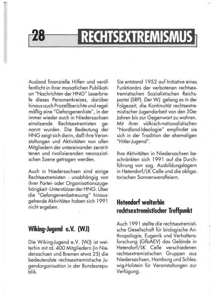 Seite 30 des Verfassungsschutzbericht 1991 Niedersachsen