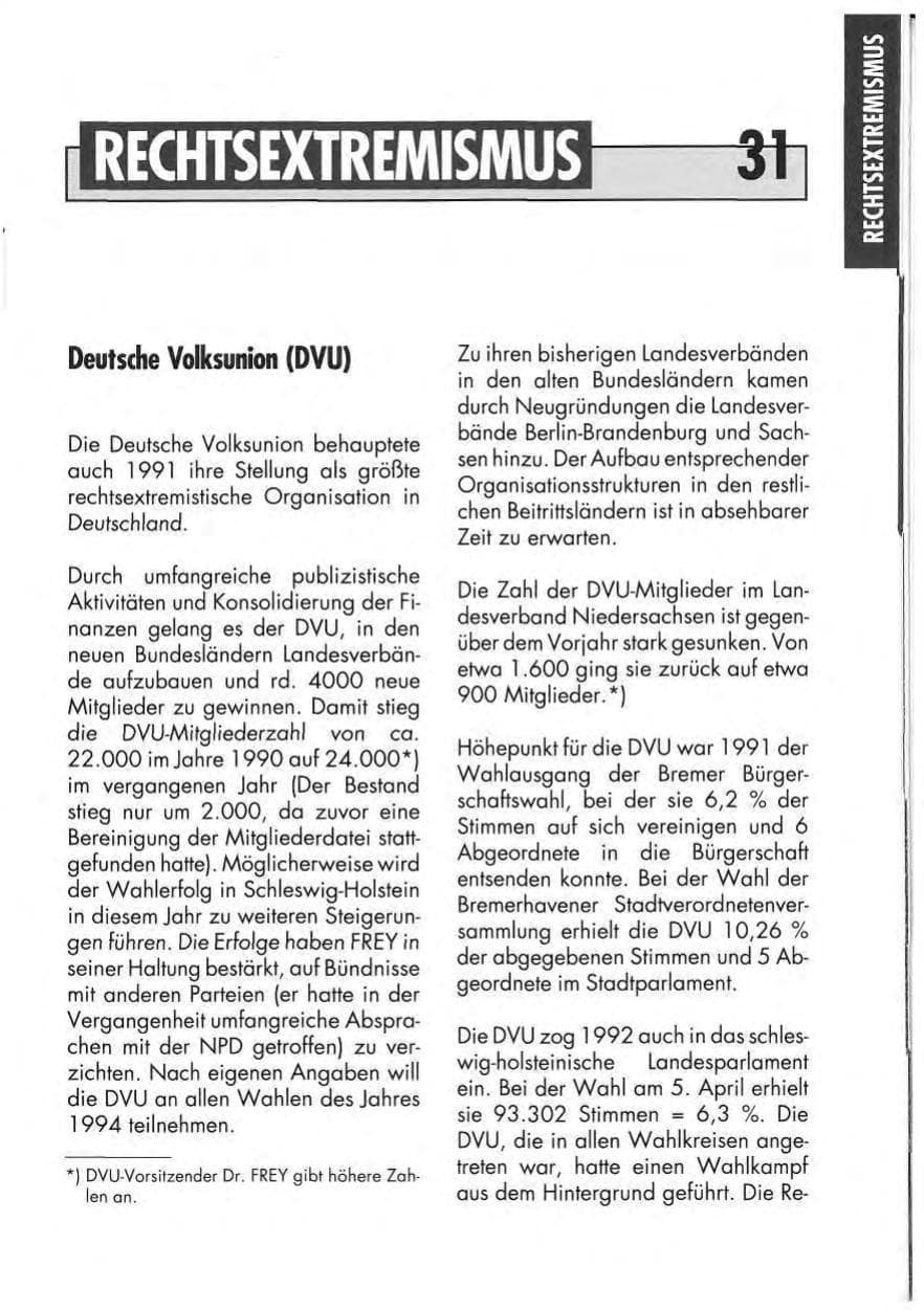 Seite 33 des Verfassungsschutzbericht 1991 Niedersachsen