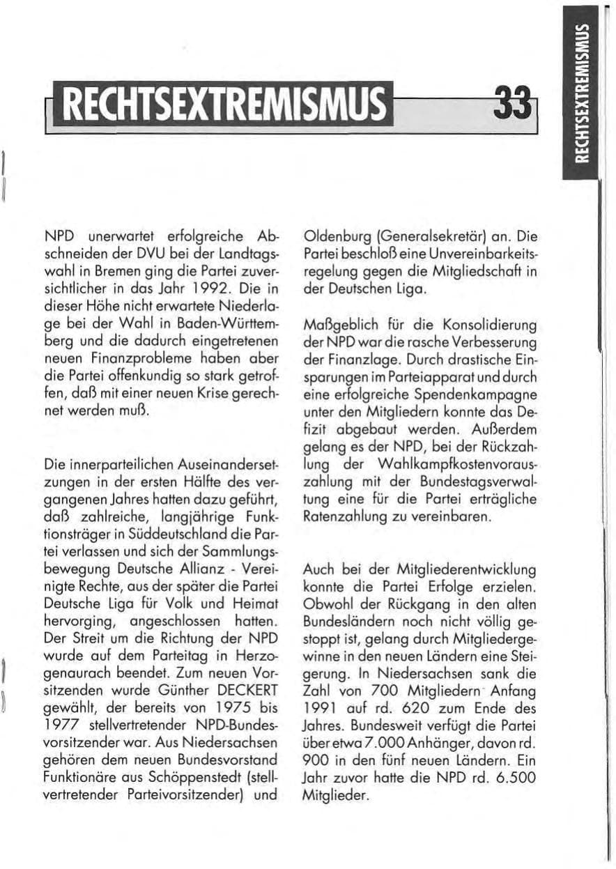 Seite 35 des Verfassungsschutzbericht 1991 Niedersachsen