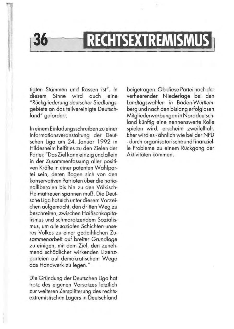 Seite 38 des Verfassungsschutzbericht 1991 Niedersachsen