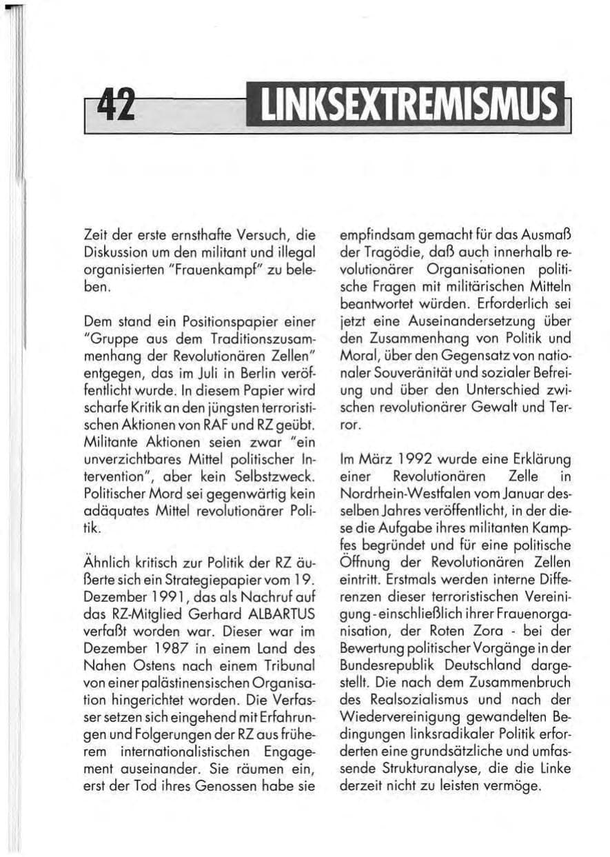 Seite 44 des Verfassungsschutzbericht 1991 Niedersachsen