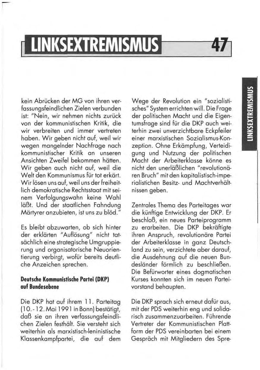 Seite 49 des Verfassungsschutzbericht 1991 Niedersachsen