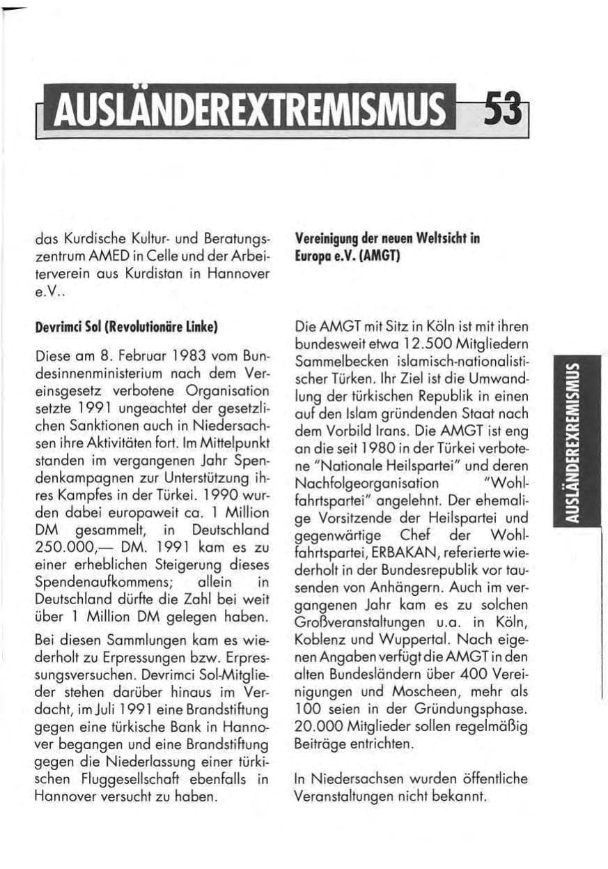 Seite 55 des Verfassungsschutzbericht 1991 Niedersachsen