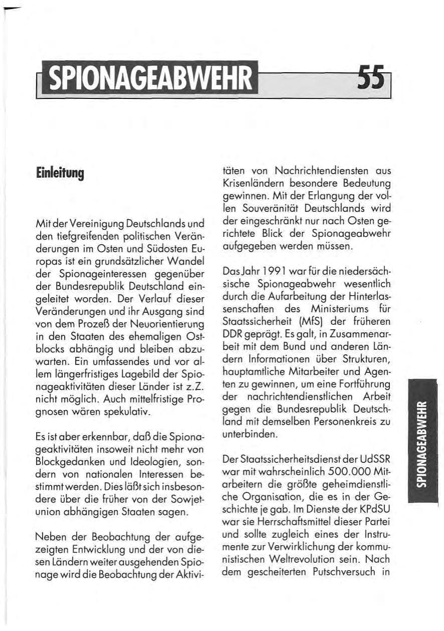 Seite 57 des Verfassungsschutzbericht 1991 Niedersachsen
