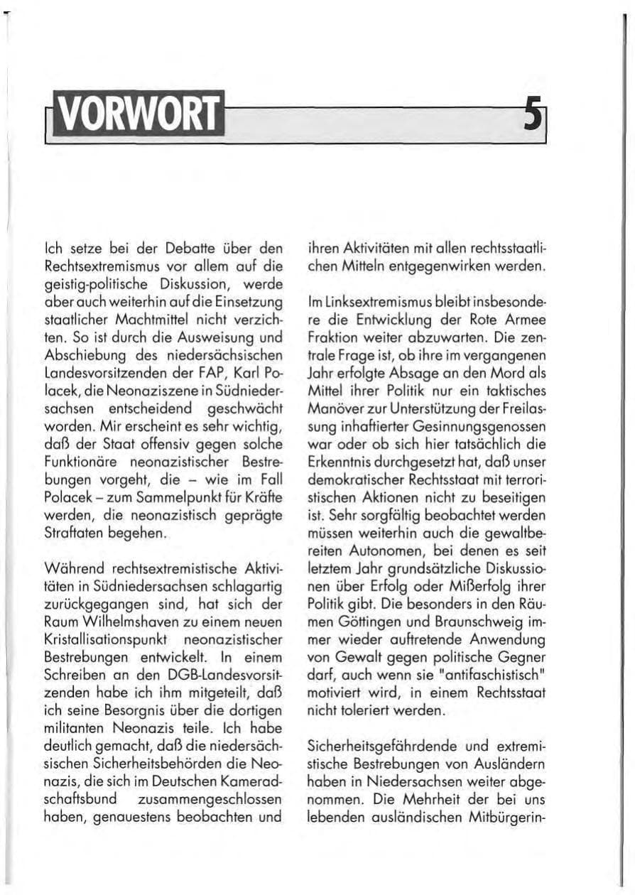 Seite 7 des Verfassungsschutzbericht 1991 Niedersachsen