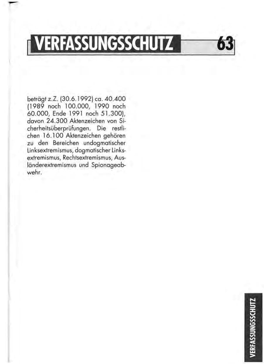 Seite 63 des Verfassungsschutzbericht 1991 Niedersachsen