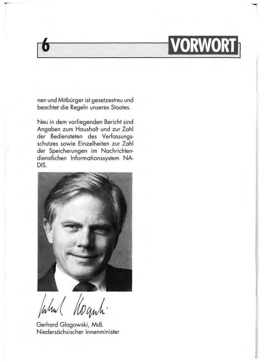 Seite 8 des Verfassungsschutzbericht 1991 Niedersachsen