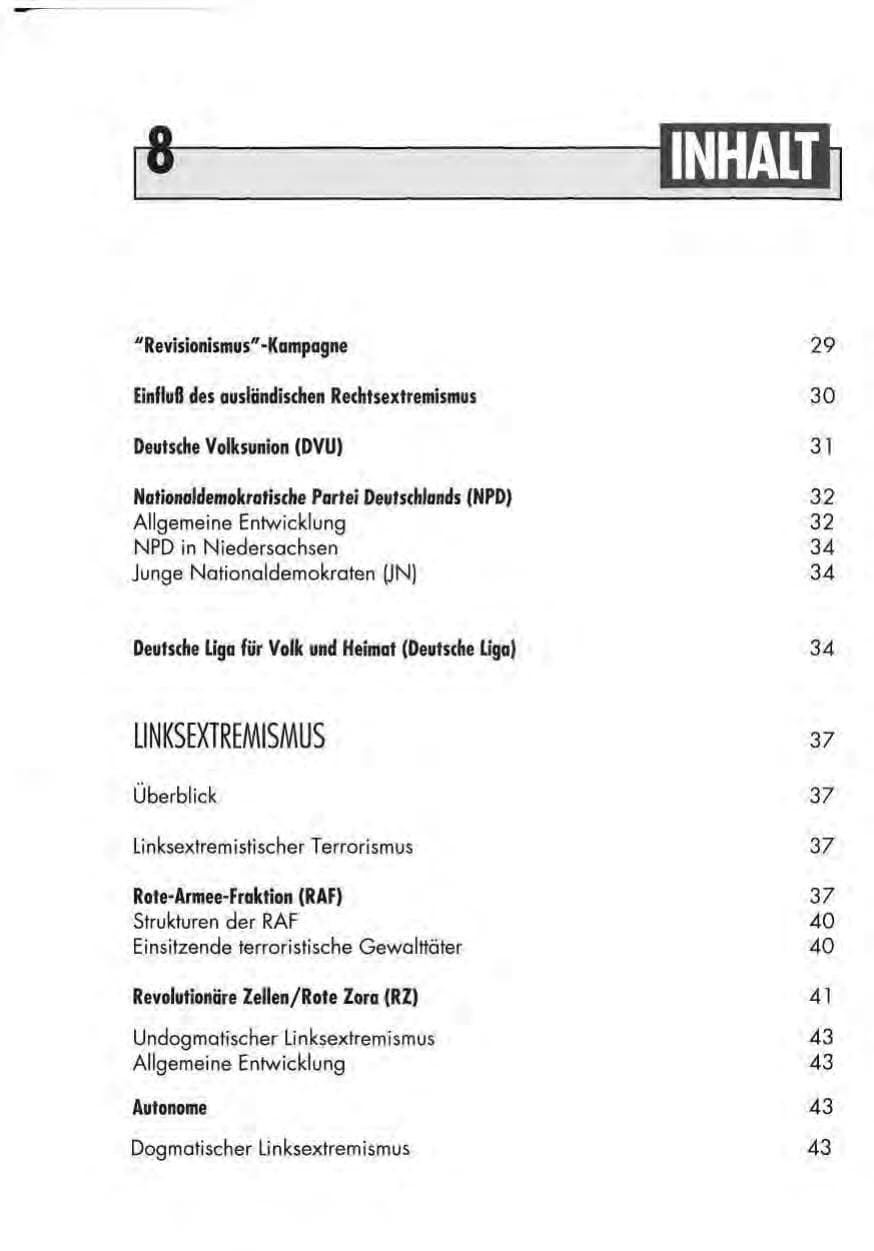 Seite 10 des Verfassungsschutzbericht 1991 Niedersachsen