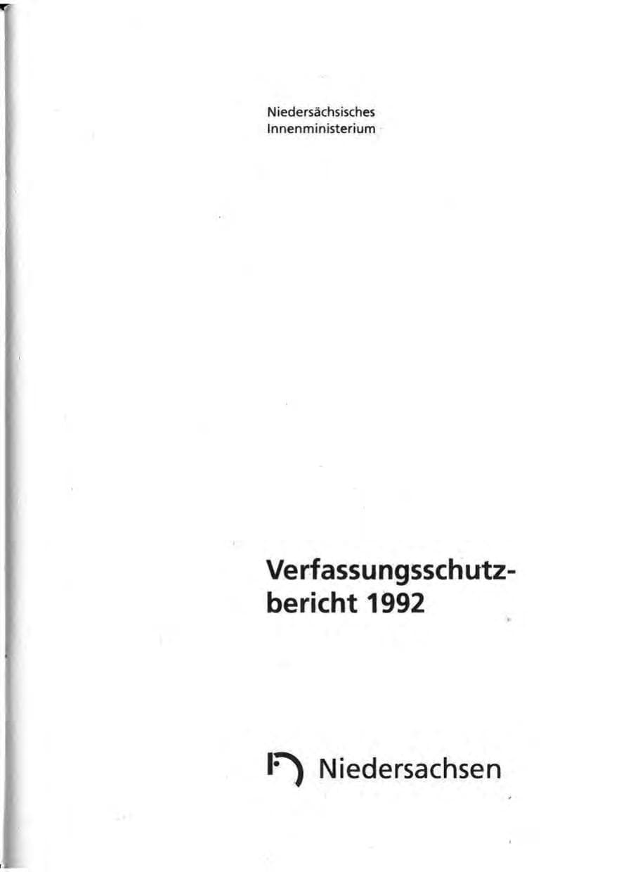 Seite 2 des Verfassungsschutzbericht 1992 Niedersachsen