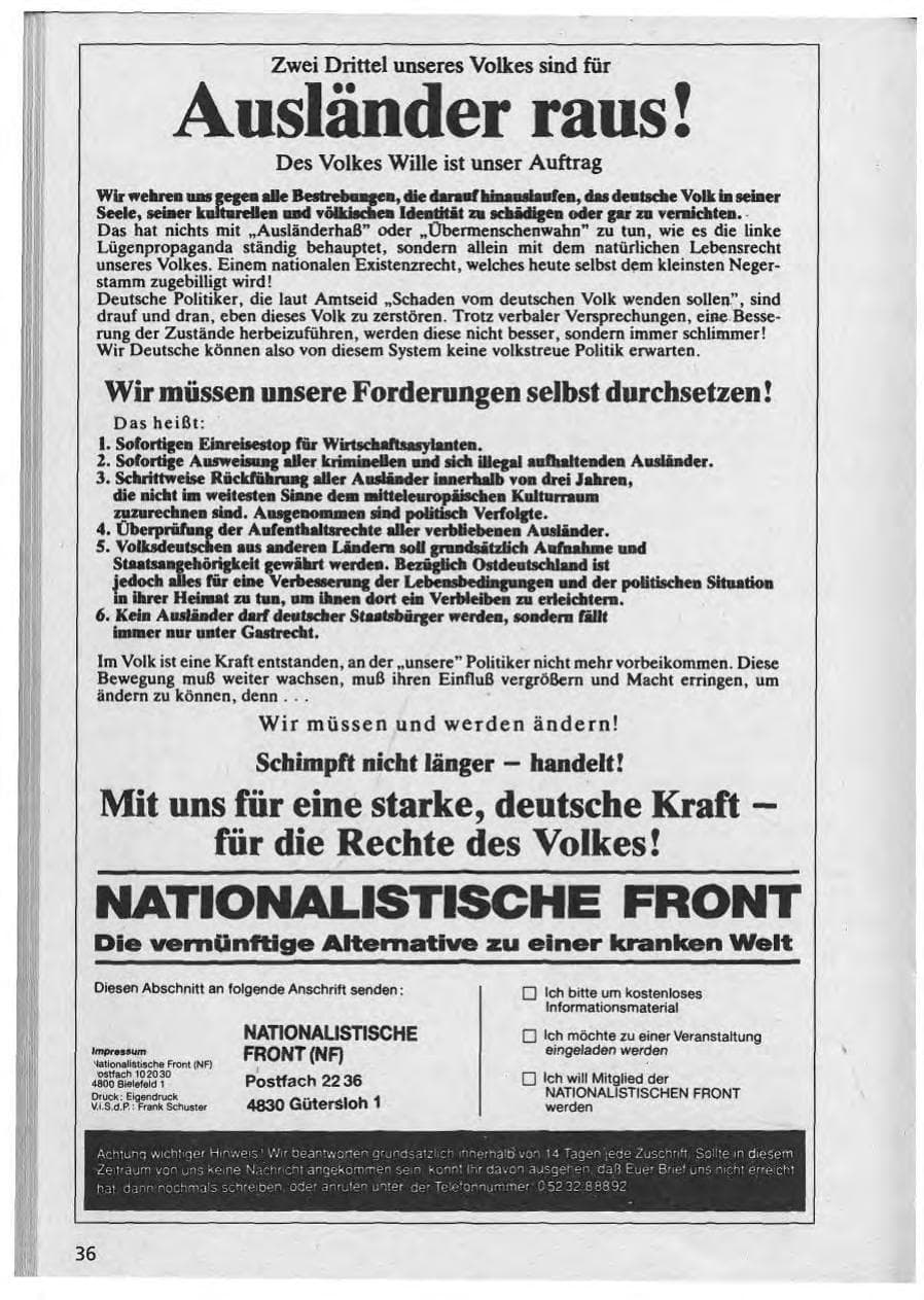 Seite 37 des Verfassungsschutzbericht 1992 Niedersachsen