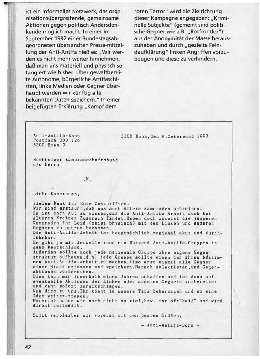 Seite 43 des Verfassungsschutzbericht 1992 Niedersachsen