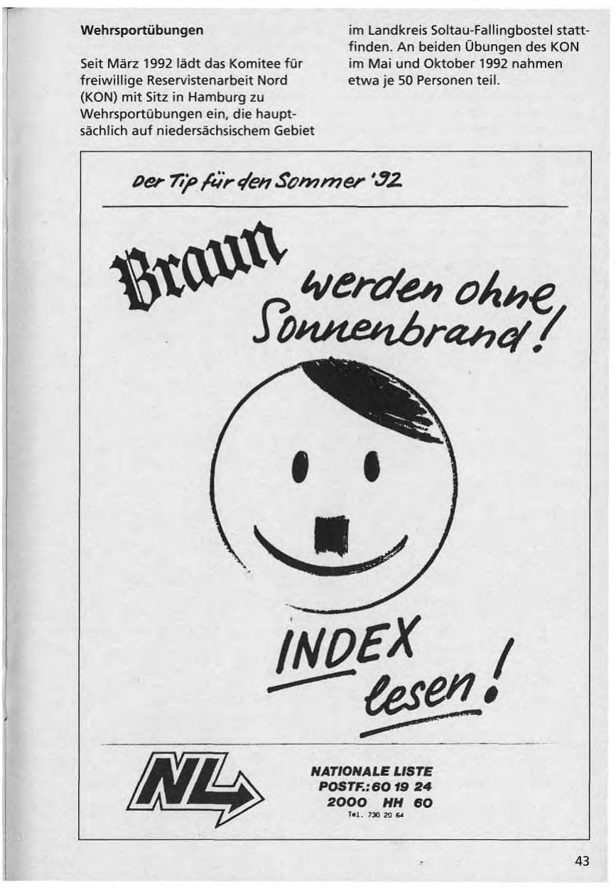 Seite 44 des Verfassungsschutzbericht 1992 Niedersachsen