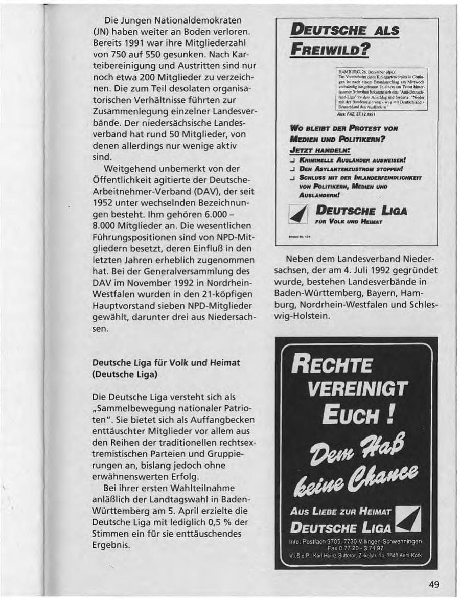 Seite 50 des Verfassungsschutzbericht 1992 Niedersachsen