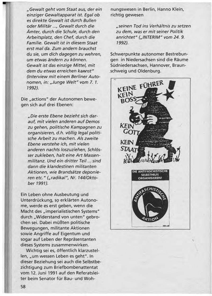 Seite 59 des Verfassungsschutzbericht 1992 Niedersachsen