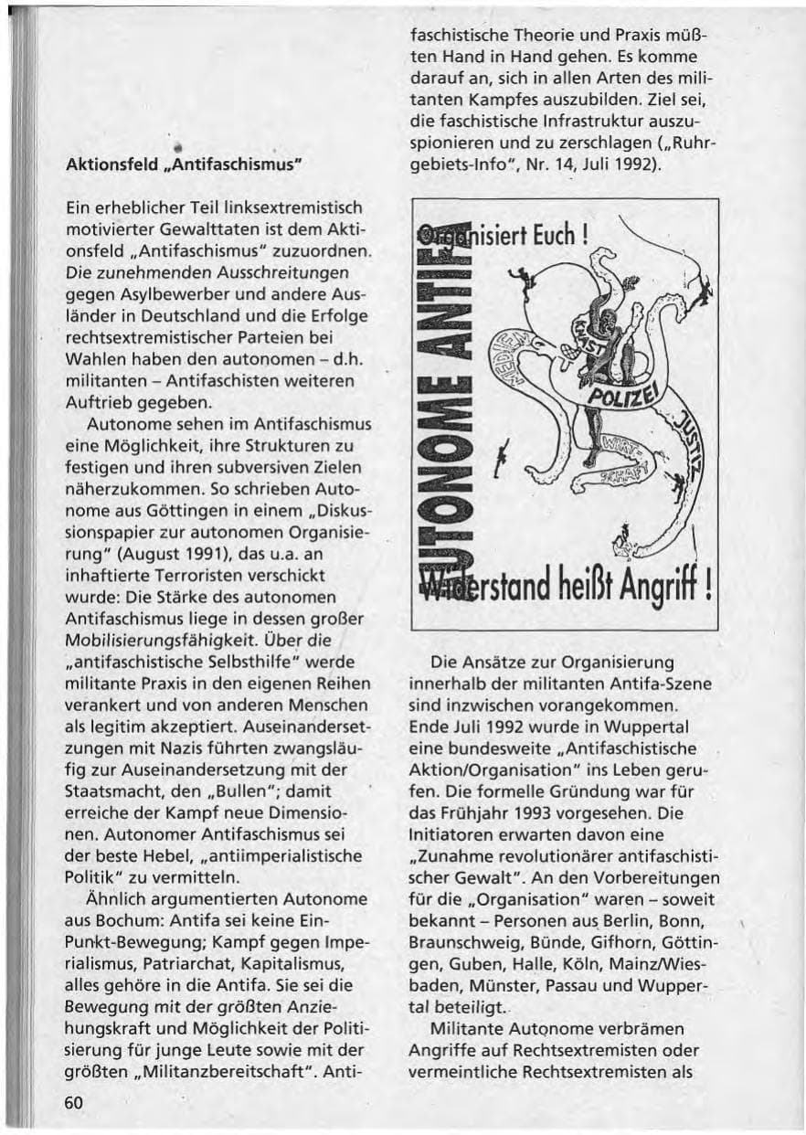 Seite 61 des Verfassungsschutzbericht 1992 Niedersachsen