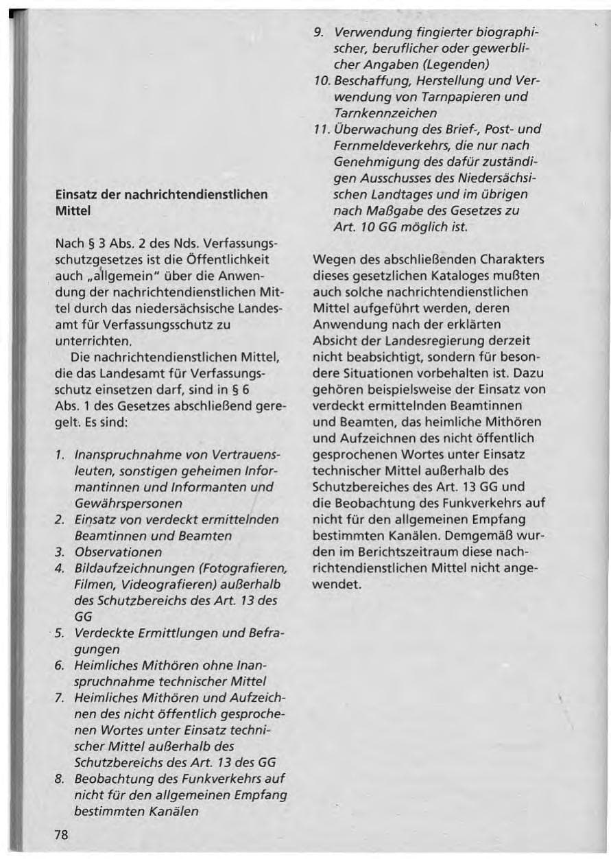 Seite 79 des Verfassungsschutzbericht 1992 Niedersachsen