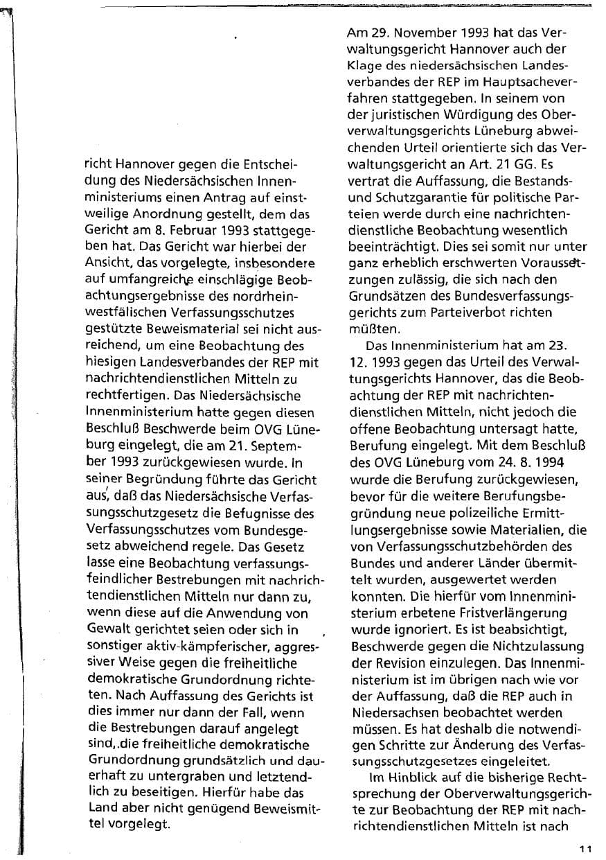 Seite 11 des Verfassungsschutzbericht 1993 Niedersachsen