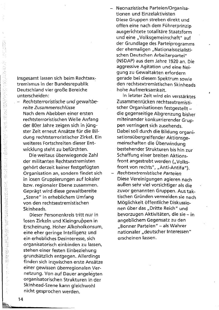Seite 14 des Verfassungsschutzbericht 1993 Niedersachsen