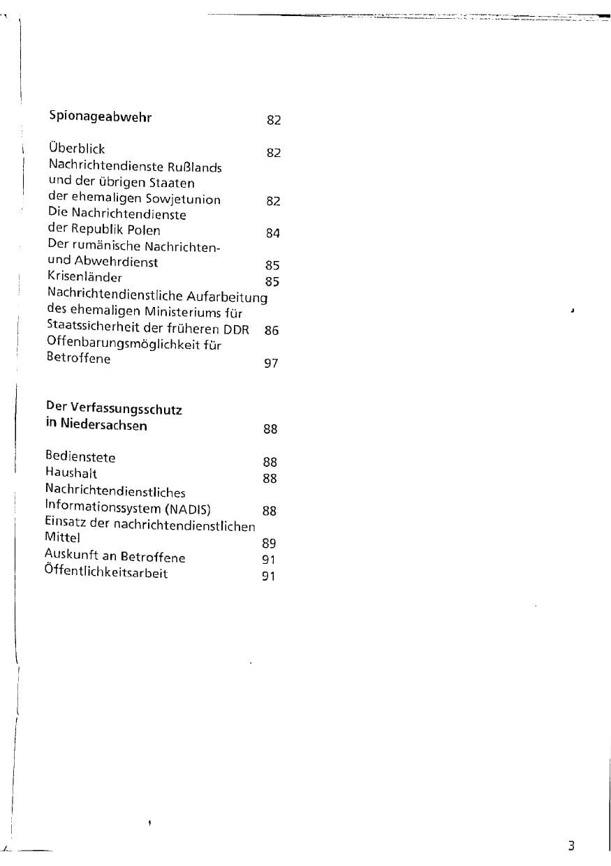 Seite 3 des Verfassungsschutzbericht 1993 Niedersachsen