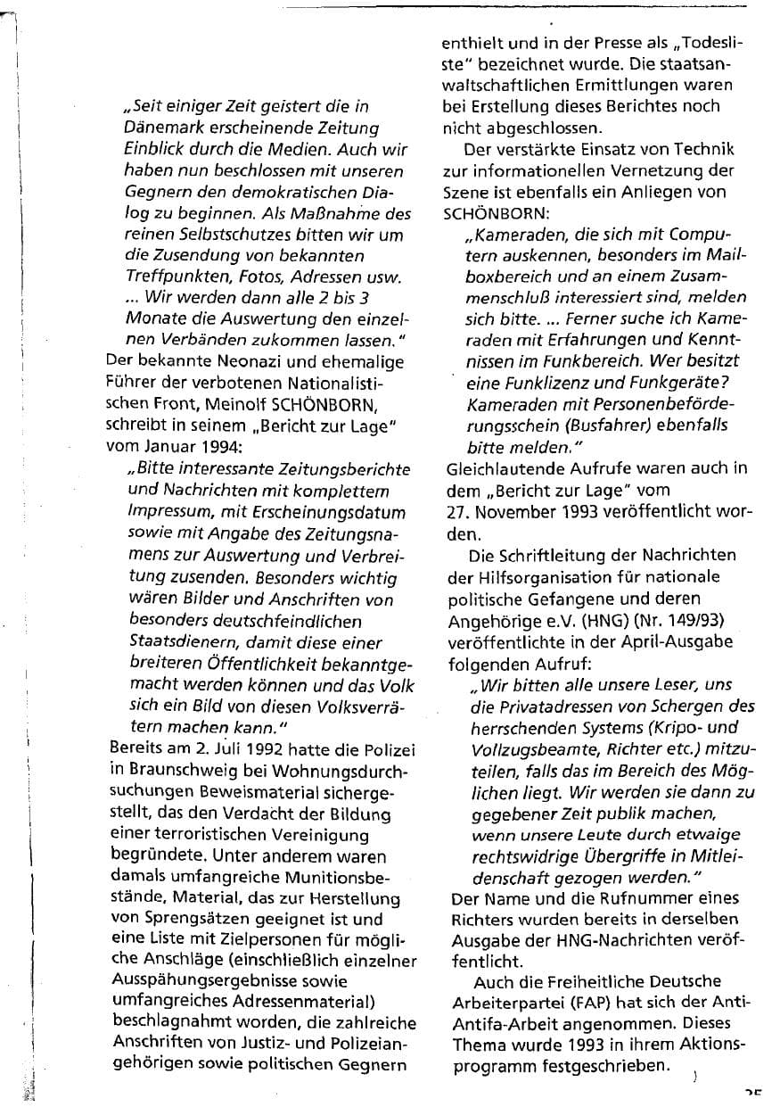 Seite 25 des Verfassungsschutzbericht 1993 Niedersachsen